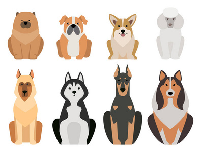 可爱的卡通狗性格面包插图卡通风格快乐小狗和孤立的友好哺乳动物可爱吉祥物犬矢量图