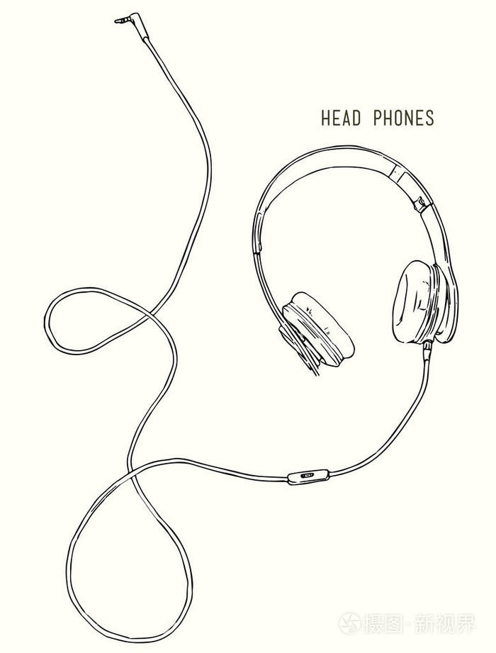 素描风格矢量耳机