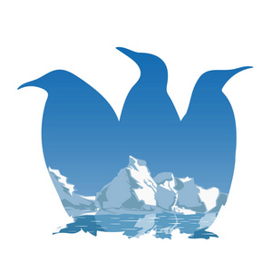 三个企鹅剪影概念企鹅黑色剪影路标向量例证企鹅的剪影图标企鹅在日出