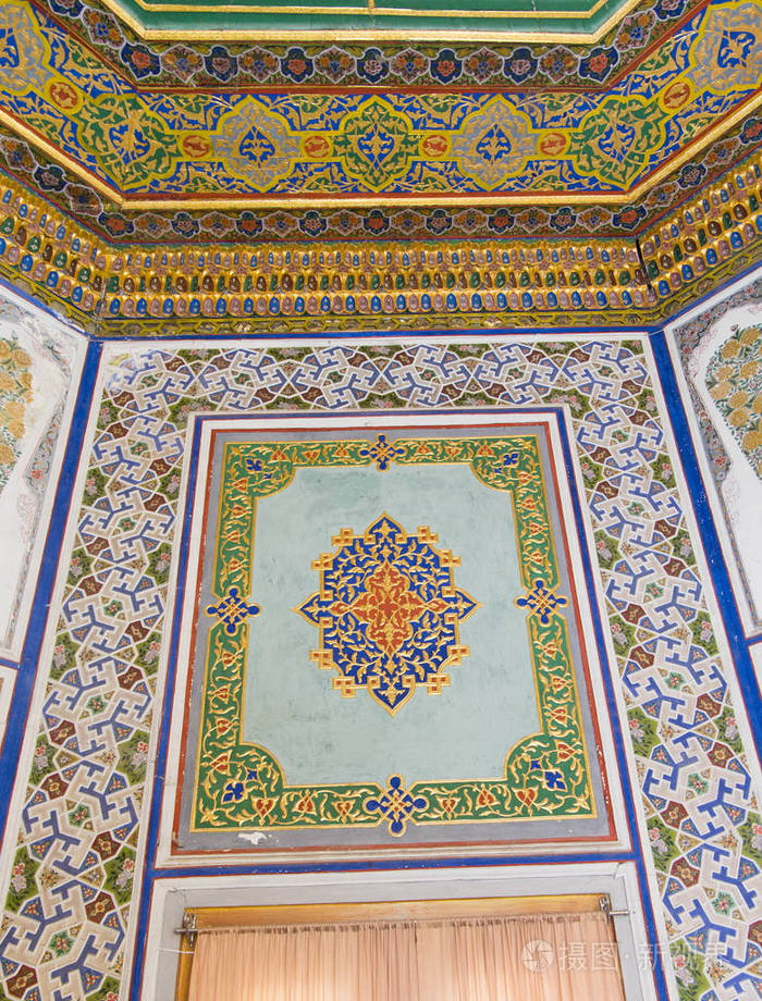 阿拉伯语和伊斯兰风格清真寺马赛克和几何图案