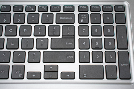 现代笔记本电脑键盘特写