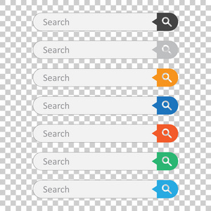 搜索栏字段。设置矢量界面元素与搜索按钮。平面向量插图上孤立背景