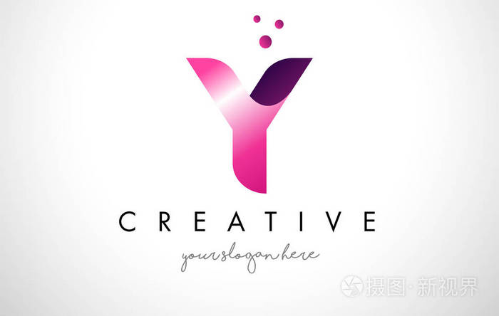 紫色的颜色与点y字母标志设计