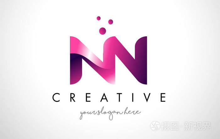 紫色的颜色与点 nn 字母标志设计