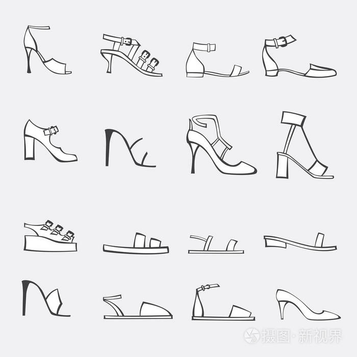 矢量风格的女鞋插画-正版商用图片0xutaw-摄图新视界