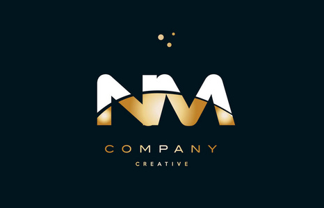 nm n m 白色黄色金金色豪华字母表字母标志 ico