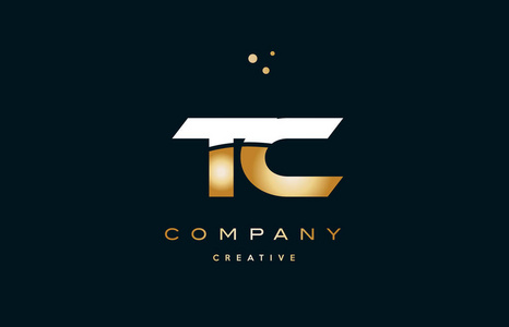 tc t c 白色黄色金金色豪华字母表字母标志 ico