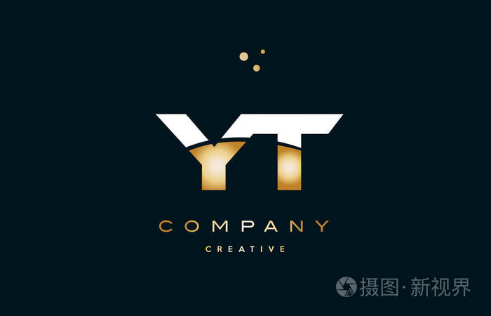 yt y t 白色黄色金金色豪华字母表字母标志 ico