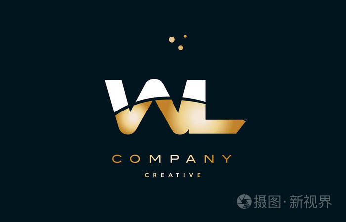 wl w l 白色黄色金金色豪华字母表字母标志 ico