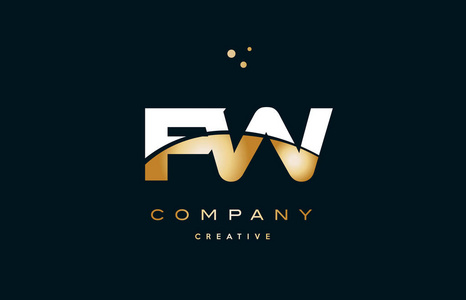 fw f w 白色黄色金金色豪华字母表字母标志 ico