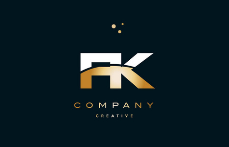 fk f k 白色黄色金金色豪华字母表字母标志 ico