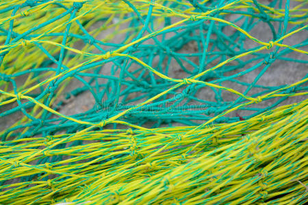 海的 钓鱼 鱼网 齿轮 抓住 食物 浮标 行业 海滩 网格