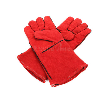 重型红色手套。
