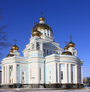 俄罗斯。沙兰斯克。冬季的圣西奥多乌沙科夫大教堂