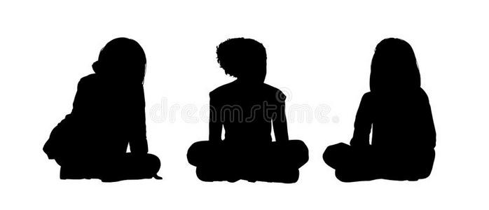 小女孩坐姿剪影集2照片