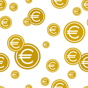 欧元硬币无缝背景。矢量图