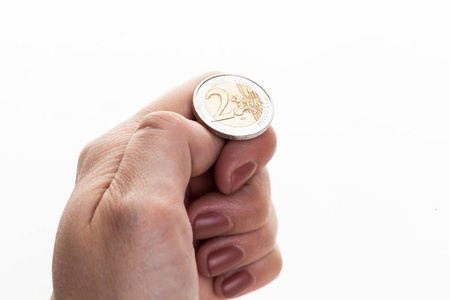 抛欧元硬币照片