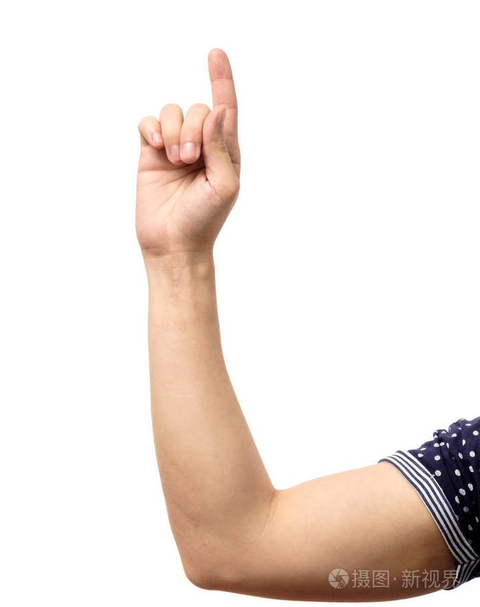 男性手指指孤立的特写