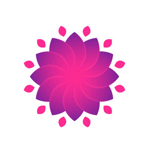 标志设计，紫白色的花