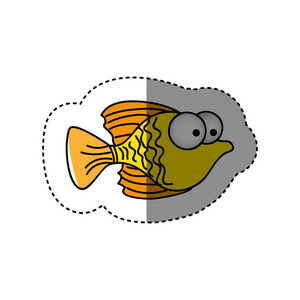 鱼卡通图标惊讶的图标矢量隔离在白色背景,惊讶的透明标志惊讶的表情