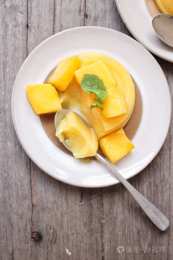 芒果布丁的特写