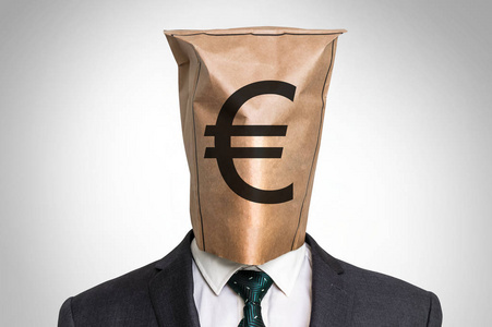 商人带了一袋的头上   与欧元符号