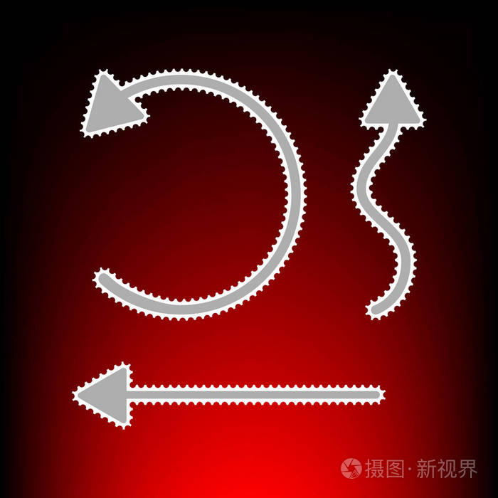 简单的一组接口箭头邮票或老照片风格上红黑渐变背景