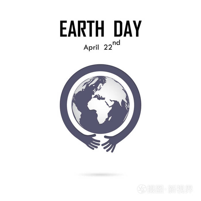 人类的手和全球图标矢量 logo 设计模板.世界地球日