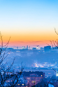在冬季的利沃夫城市景观