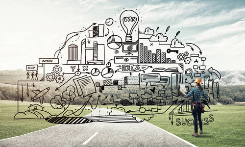 工程师的女人的背影照片