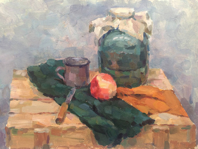 静物 jar 和苹果