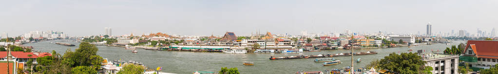 曼谷，大型全景视图。湄南河。泰国