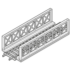 矢量火车桥，等距的 3d 视角，在白色背景上孤立