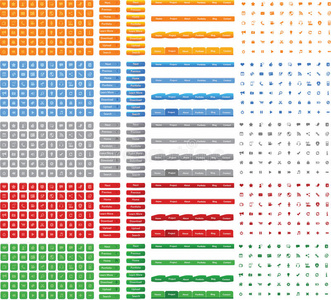 闪亮的彩色按钮图标网页设计向量菜单的集合