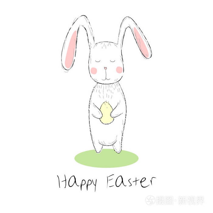 快乐的复活节贺卡与可爱的小兔子。矢量图