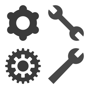 安装齿轮和扳手图标集摄影图