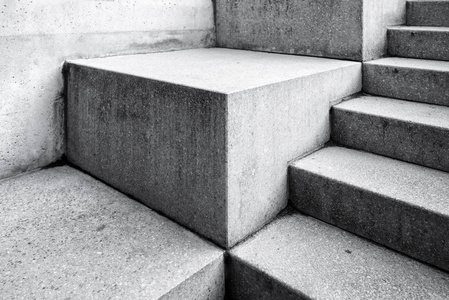 现代混凝土楼梯作为抽象的建筑背景