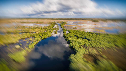 佛罗里达州的大沼泽地沼泽的鸟瞰图