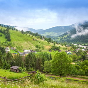 美丽阳光灿烂的日子是在山的风景。喀尔巴阡 乌克兰