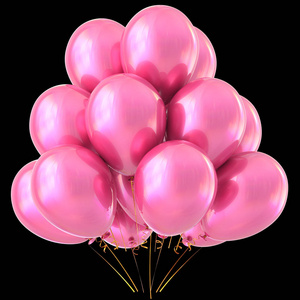 粉色气球生日快乐聚会装饰有光泽