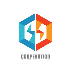 折纸元素六边形-矢量 logo 模板概念插画.几何折纸的标志.