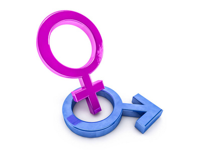 男人和女人的性别符号。3d 渲染