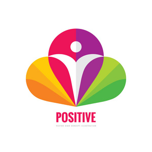 抽象的人的性格轮廓在花瓣的花标志.鲜艳的色彩符号.设计元素照片