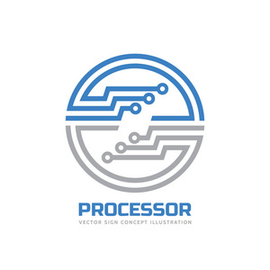 设计元素技术-企业标识的矢量 logo 模板.抽象的芯片标志.