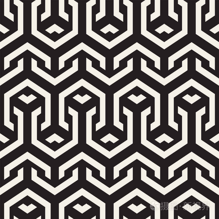 矢量无缝交错图案线条.重复六角点阵的几何背景