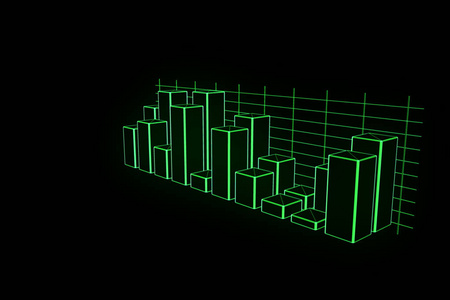 在全息图线框样式的图表。漂亮的 3d 渲染