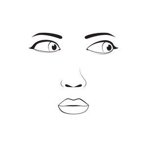 女孩的情感脸卡通矢量插画和女人表情图标可爱符号字符表达黑色剪影女性阿凡达舌头的感觉