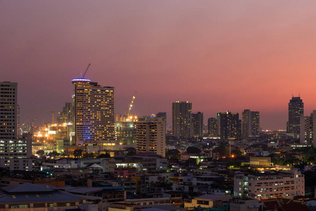 曼谷城市在日落