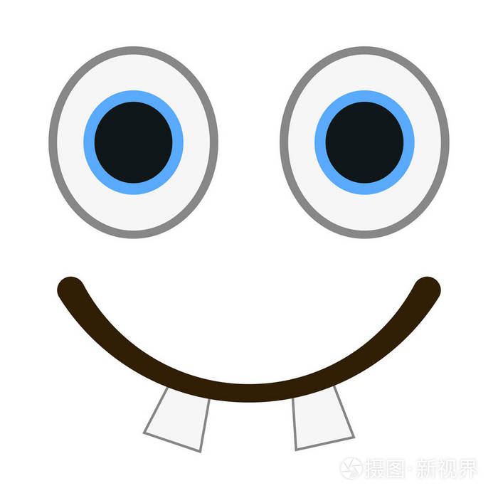 笑脸图释与trandy平面样式的大牙齿快乐的表情符号矢量图