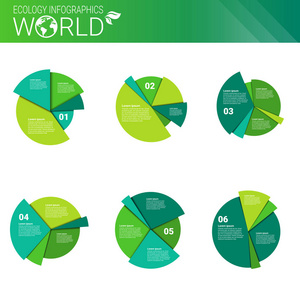 世界环保绿色能源生态信息图形横幅与副本空间